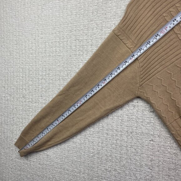 Y2K FAD 3D Cable knit Patchwork Asymmetrical Beige / Tan Mock neck Women Read - Picture 11 of 13